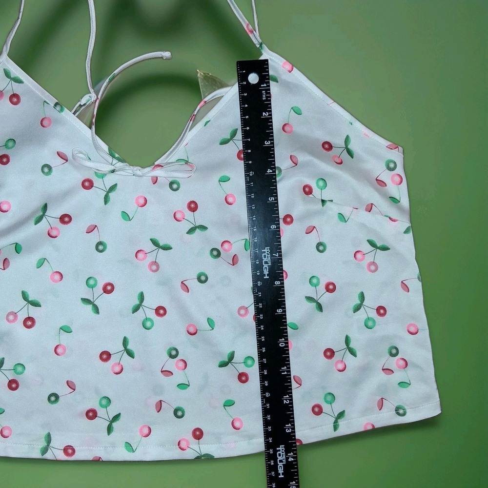 Colsie Womens Cami & Shorts Pajama Set Sleepwear Satin Cherry Print Size M - Picture 13 of 16